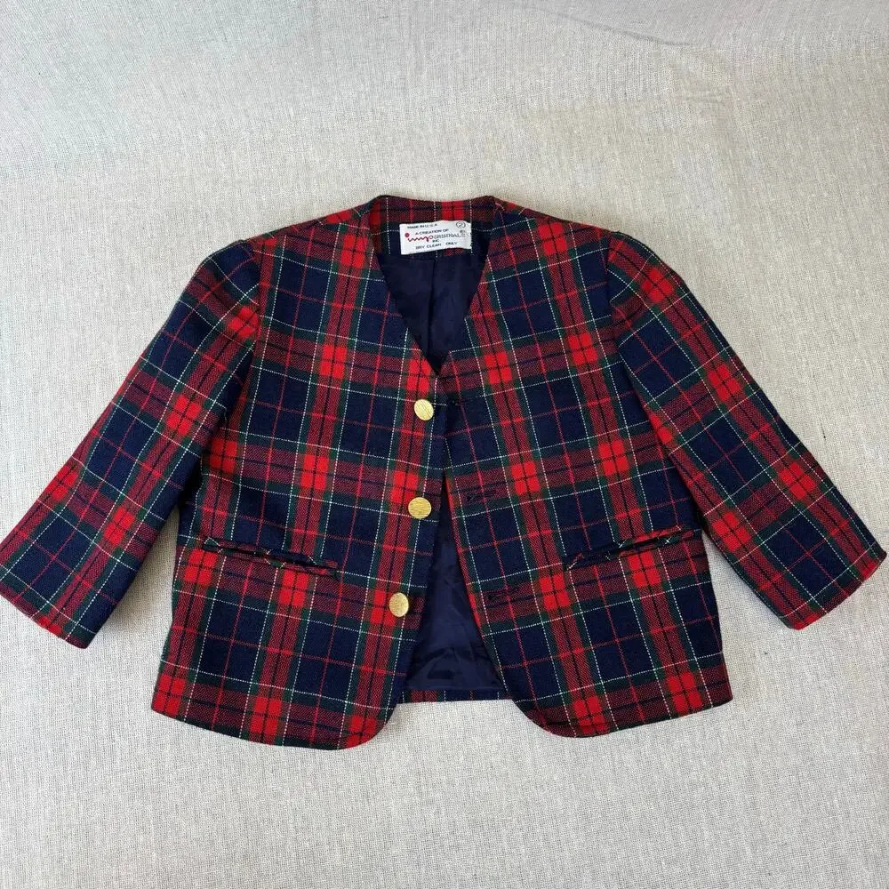 VINTAGE Lord and Taylor little‎ girls blazer, Tartan Plaid, size 2